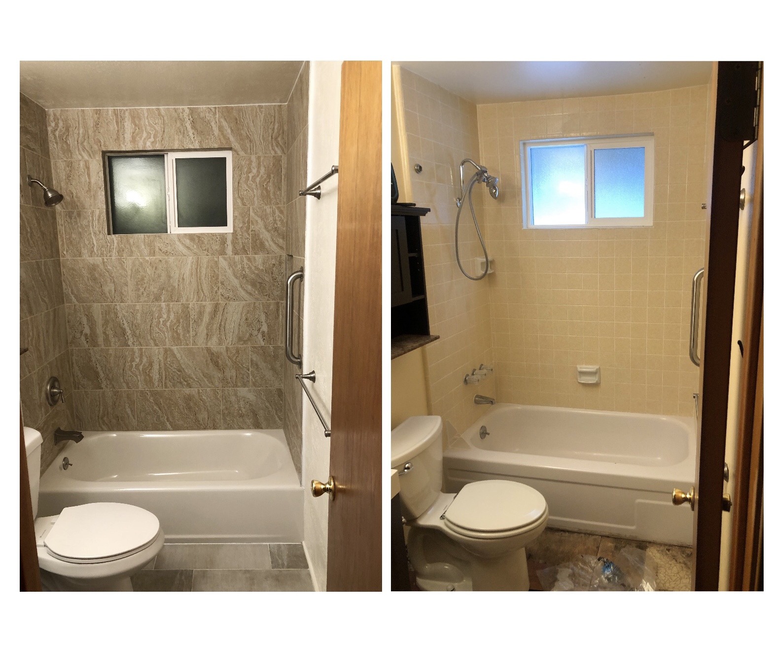 Bathroom before and after renovation