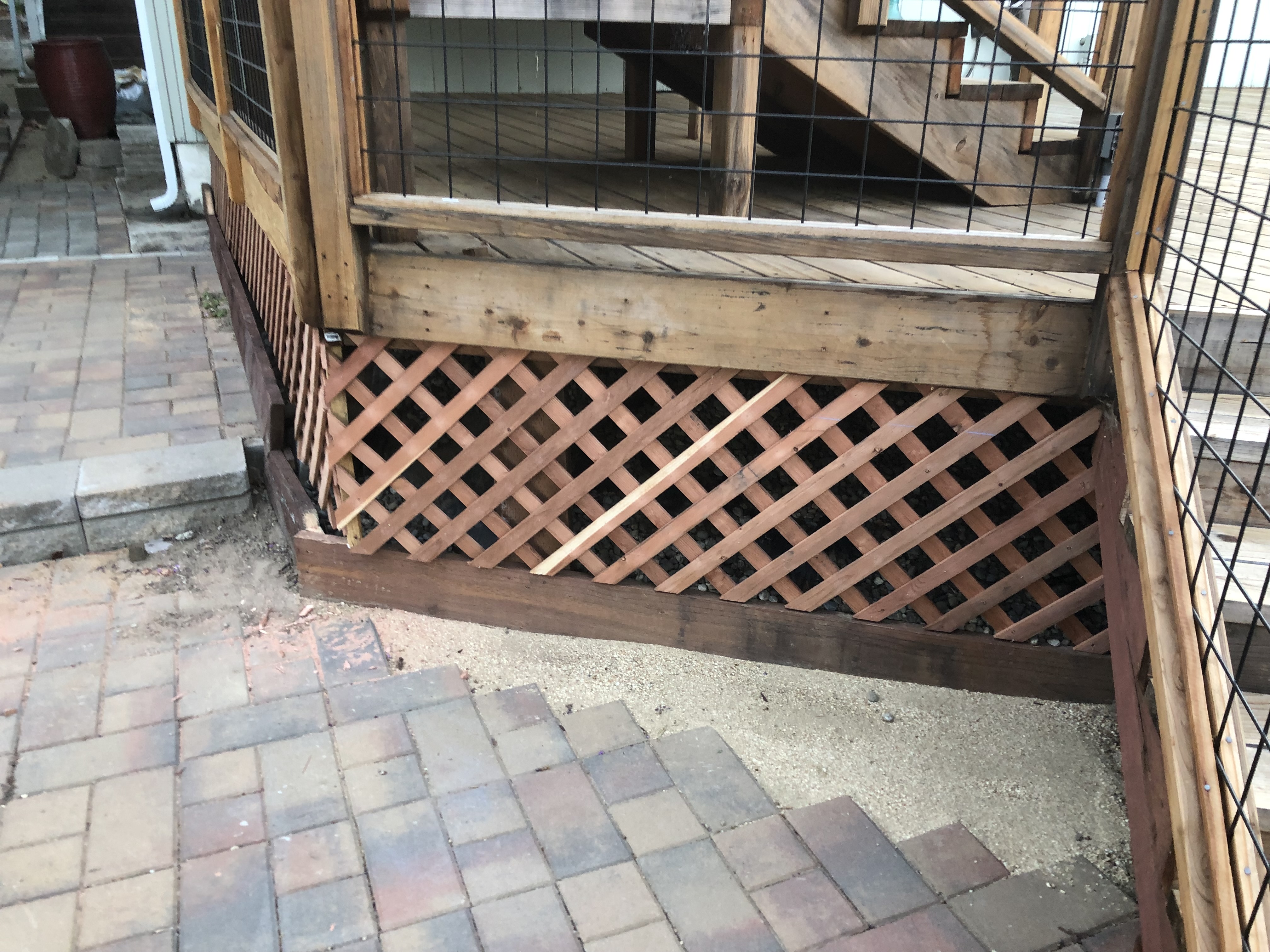 Deck lattice from angle with pavers