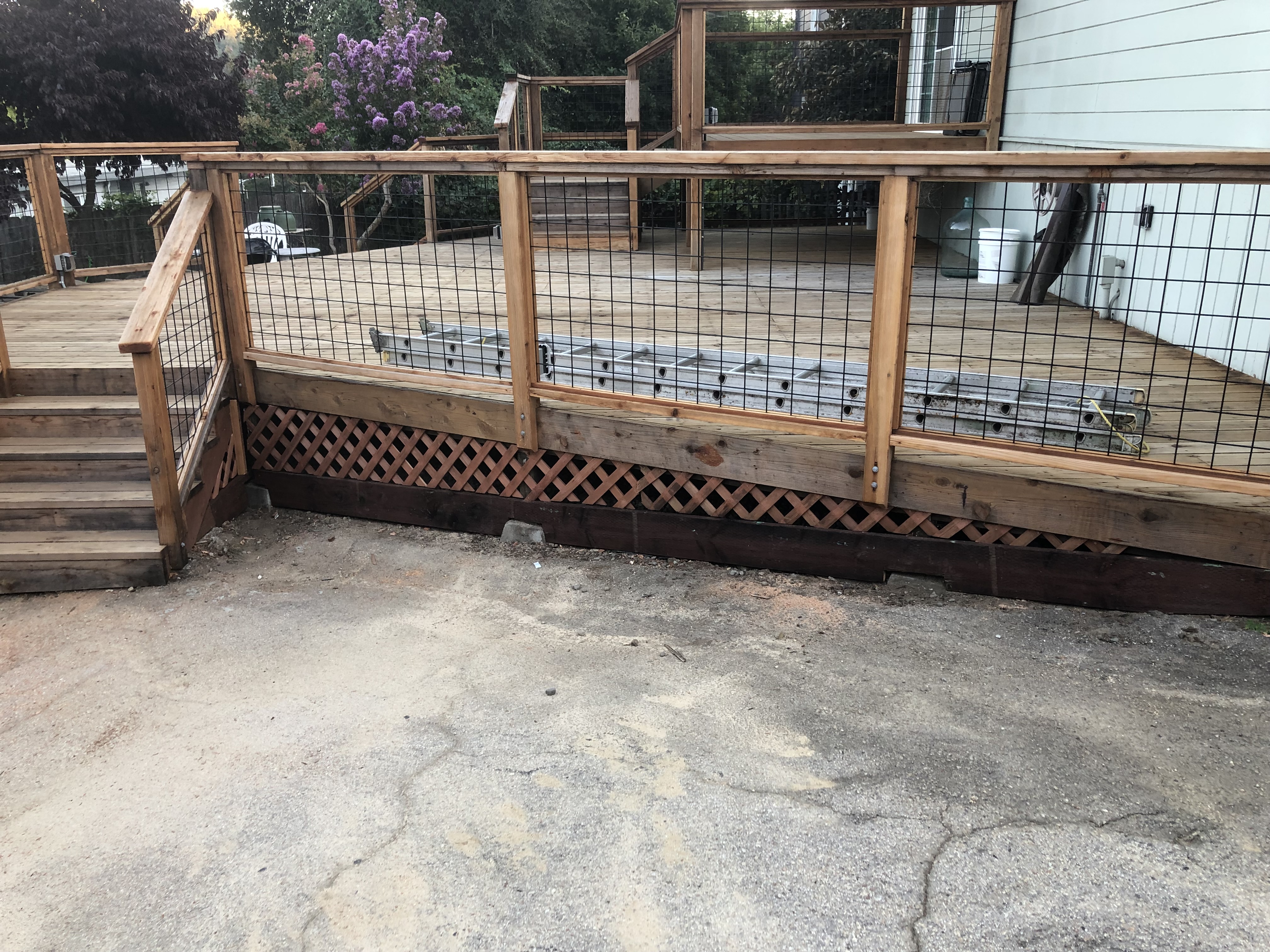 Deck with lattice skirting, wide view