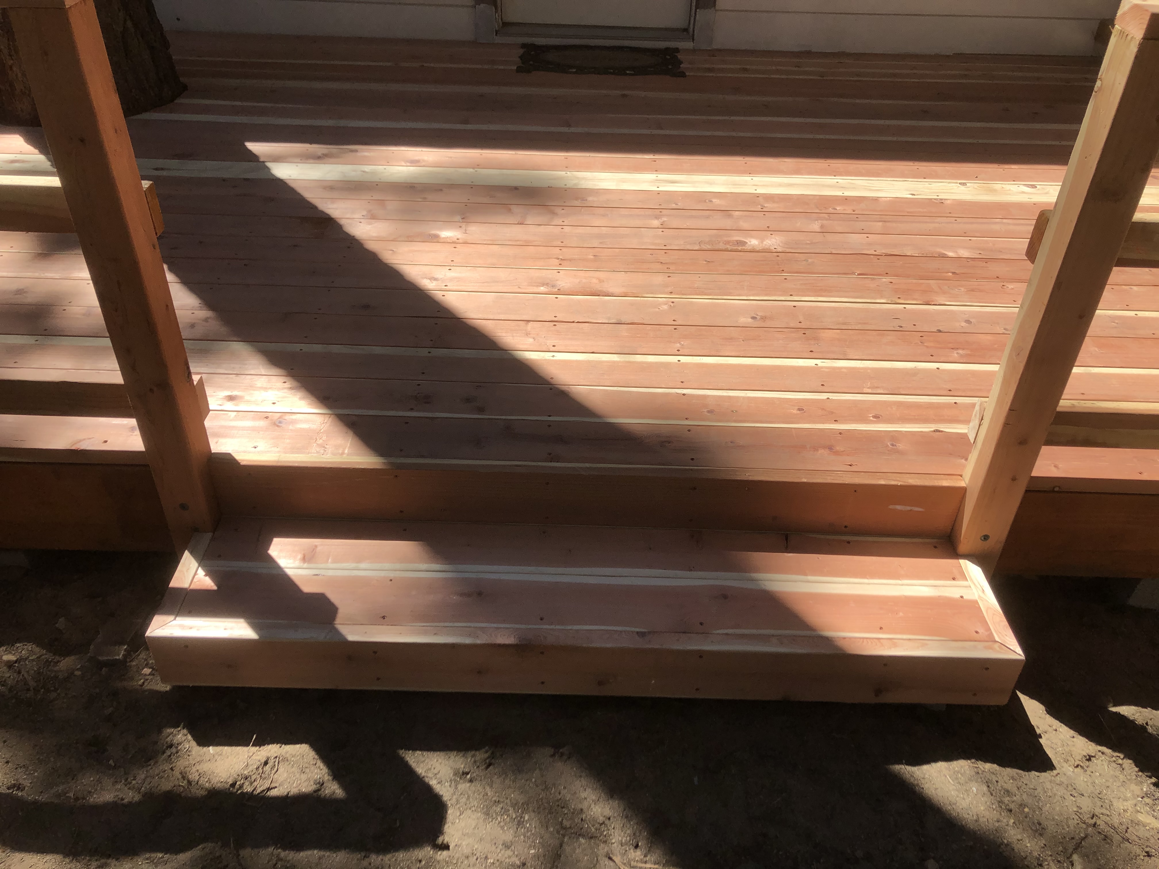 Custom cedar deck with steps