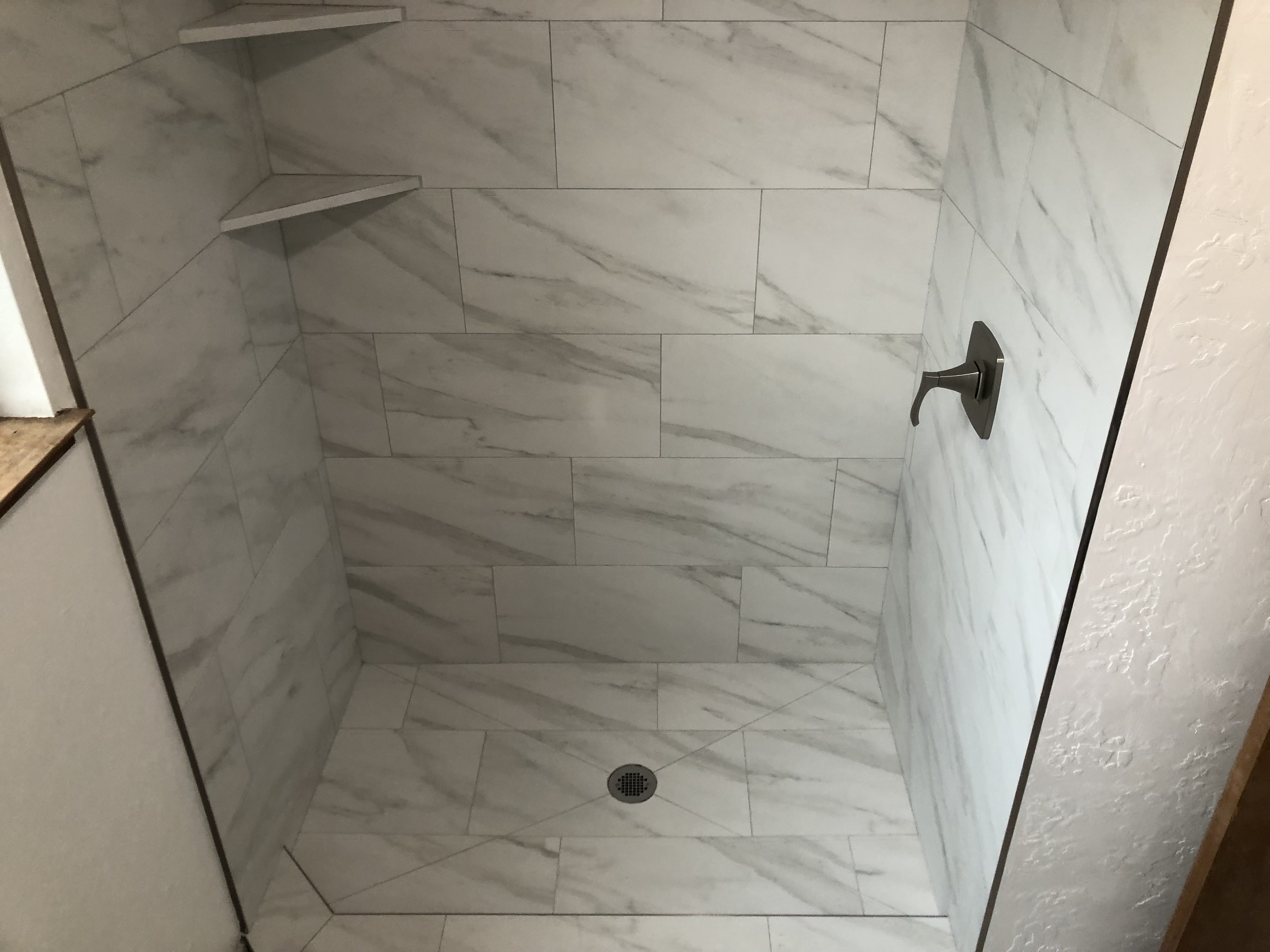 Custom marble walk-in shower